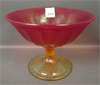 Imperial Red 18 Rayed Round Flared Compote.