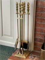 Brass Lion Fireplace Tools