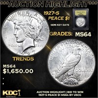 ***Auction Highlight*** 1927-s Peace Dollar $1 Gra