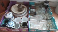 (2) Boxes of Kitchen glasses, cups, ironstone