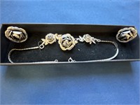 Vintage Rose necklace, and earrings