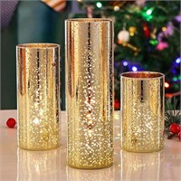 Gold Pillar Candle Holders, Mercury Glass Hurrican