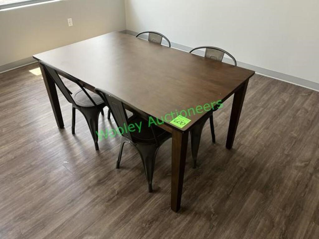59"x36" Wood Break Room Table and (4) Chairs