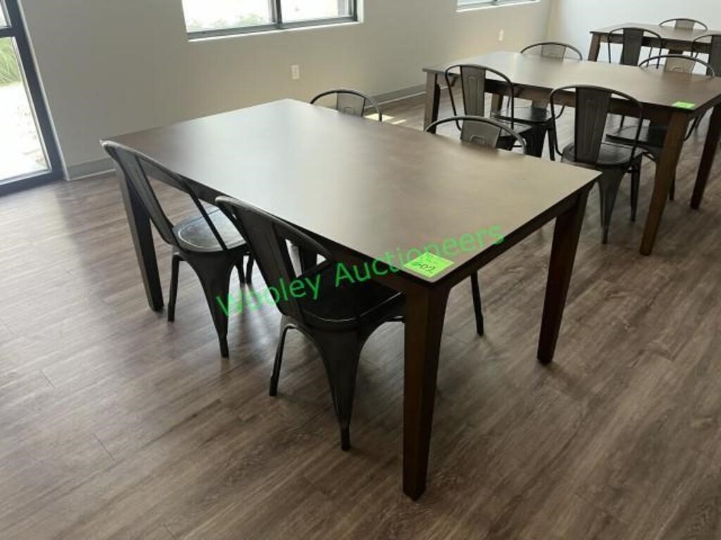 59"x36" Wood Break Room Table and (4) Chairs