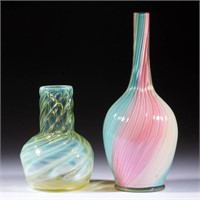 ASSORTED VICTORIAN SWIRLED GLASS VASES, LOT OF