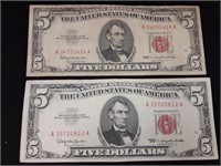 Pair of 1963 $5 Notes