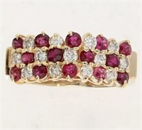 .80  Ct Diamond Ruby Cluster Ring 14 Kt