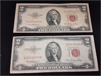 Pair of 1953 $2 Notes