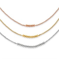 Sterling Silver 3 Strand Gold Plated Necklace