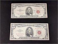 Pair of 1963 $5 Notes