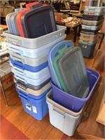 large lot of totes with lids