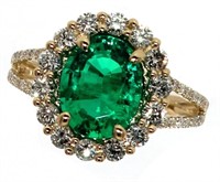 14kt Gold 3.39 ct Emerald & Diamond Ring