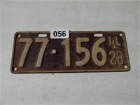 1928 LICENSE PLATE