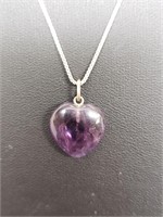 Silver Chain with Purple Heart Pendant