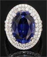 14kt Gold 16.85 ct Oval Sapphire & Diamond Ring