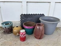 Assorted Planters Including Orchid Pot