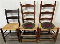 (3) Vintage Wooden Woven Seat Chairs