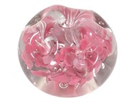 Zimmerman Art Glass Paperweight, Florals w Indents