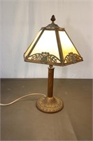 '20s-'30s Table Lamp With 6 Sided Slag Glass Shade