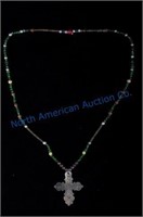Hudson Bay Silver Cross Trade Bead Necklace