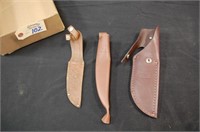 (3) Leather Knife Sheaths Buck & Other Breands