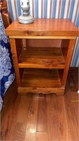 Vintage Cedar Bedside / Side Table With Shelf, 19