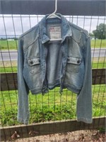 Maunces premium denim crop top blue jeans jacket