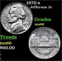 1970-s Jefferson Nickel 5c Grades GEM+ Unc