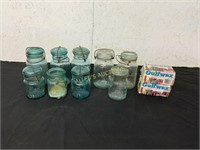 BLUE BALL JARS ATLAS JARS GULF WAX