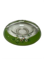 Console bowl enameled under painted green