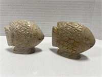 Pair of carved stone fish, 3 "