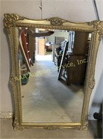 Large Beveled Mirror with Gold Tone Ornamental