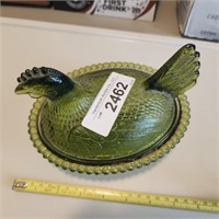 Vintage Green Hen on Nest