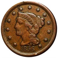 1856 Braided Hair Large Cent NICELY CIRCULATED