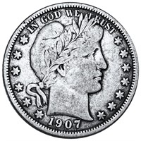 1907-D Barber Half Dollar NICELY CIRCULATED