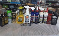 Assorted lot of car cleaning chemicals and more