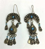 Brass and Turquoise Dangle Earrings