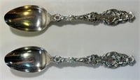 ORNATE A. STOWELL & CO STERLING SERVING SPOONS