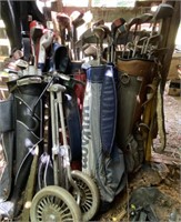 Vintage Golf Cubs And Bags