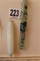 PAINTED GLASS ROLLING PIN 20" & WHITE GLASS