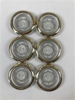 Glass and sterling silver coaster lot of 6