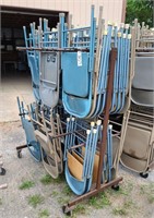 approx. 45 assorted metal chairs with rolling rack