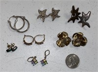 LOT OF 7 PAIRS OF STERLING SILVER EARRINGS.