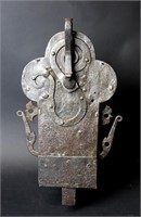 Enormous Heavy Wrought Iron German Lock & Key