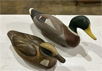 Two Wood Carved Ducks