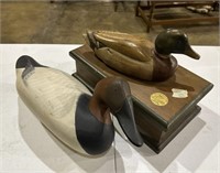 Tom Taber Duck Box and Unsigned Carved Duck