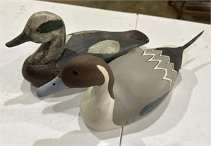 Two Unsigned Wood Carved Ducks