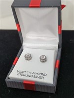 NIB, Sterling Silver 1/10CT Diamond Earrings