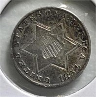 1854 3cent Silver VF