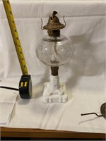 Antique Blown Glass Antique Oil Lamp
